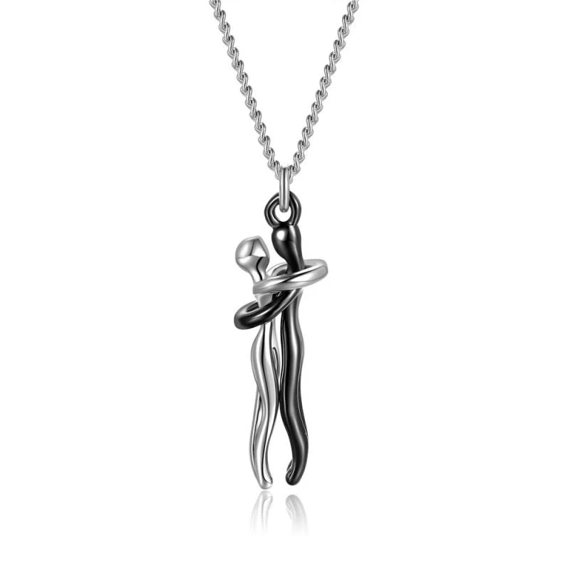 Meaningful women's necklace – embracing figures design, stainless steel, for special occasions - Image 6