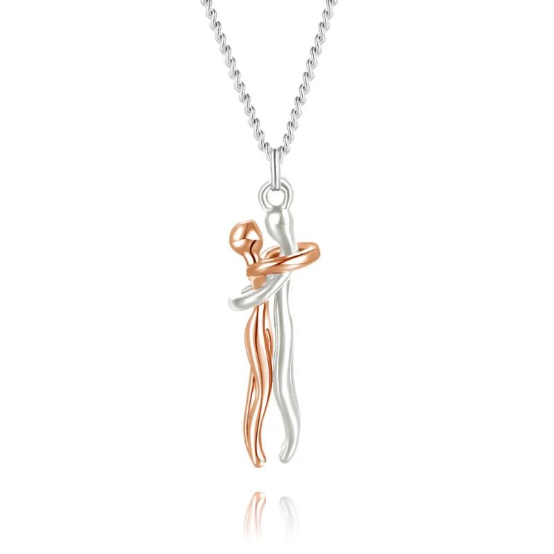 Meaningful women's necklace – embracing figures design, stainless steel, for special occasions - Image 7