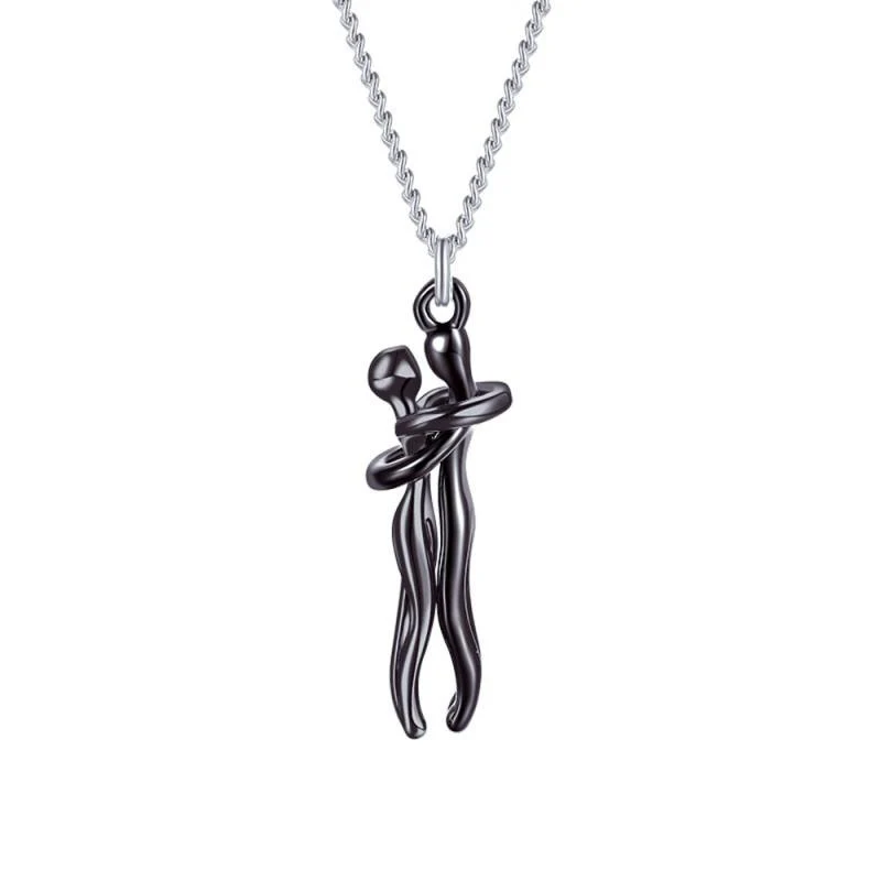 Meaningful women's necklace – embracing figures design, stainless steel, for special occasions - Image 8