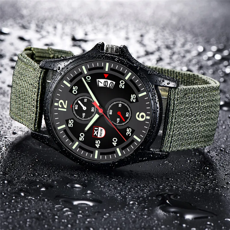 Nylon Band Military Quartz Watch With Date Display - Image 7