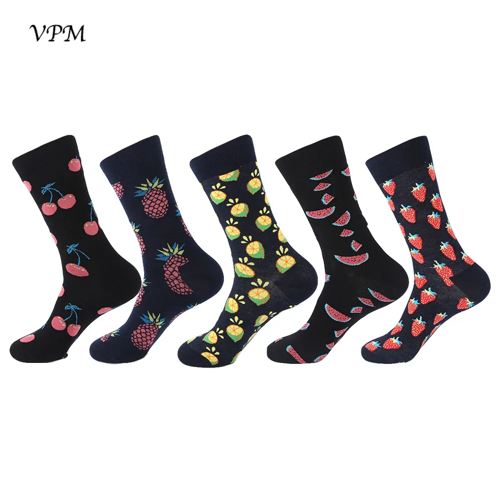 Men's Crew Socks Combed Cotton 5-Pack Harajuku Pattern Casual Socks Fall 2025 Breathable Antibacterial Comfort Gift - Image 13