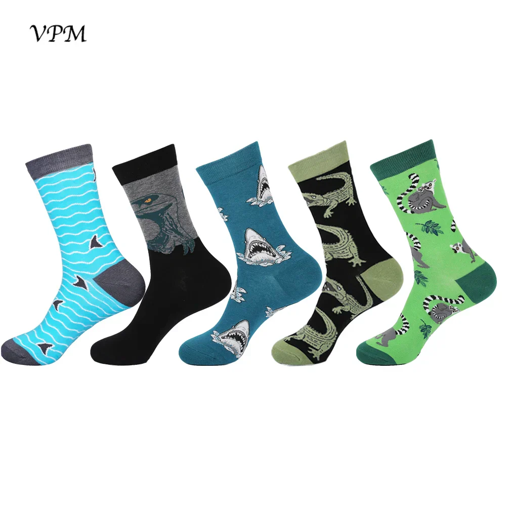 Men's Crew Socks Combed Cotton 5-Pack Harajuku Pattern Casual Socks Fall 2025 Breathable Antibacterial Comfort Gift - Image 14