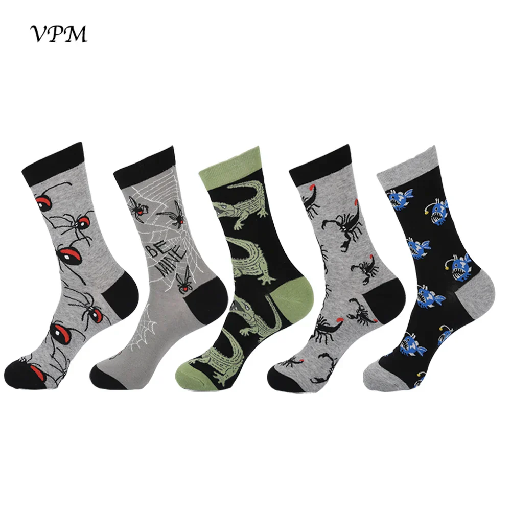 Men's Crew Socks Combed Cotton 5-Pack Harajuku Pattern Casual Socks Fall 2025 Breathable Antibacterial Comfort Gift - Image 15