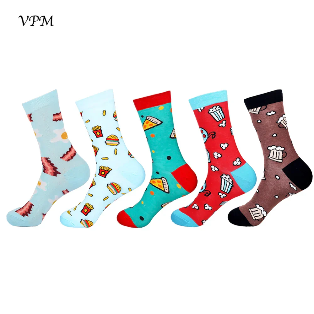 Men's Crew Socks Combed Cotton 5-Pack Harajuku Pattern Casual Socks Fall 2025 Breathable Antibacterial Comfort Gift - Image 17