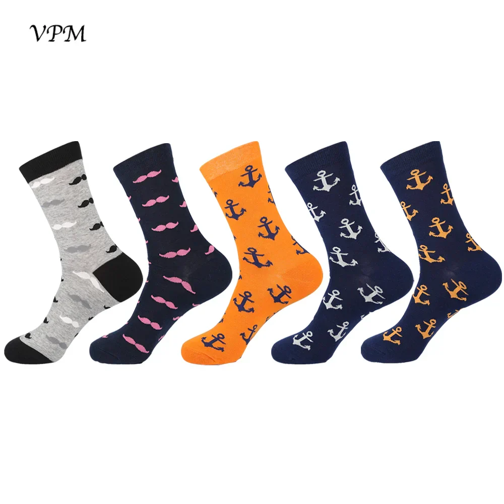 Men's Crew Socks Combed Cotton 5-Pack Harajuku Pattern Casual Socks Fall 2025 Breathable Antibacterial Comfort Gift - Image 19