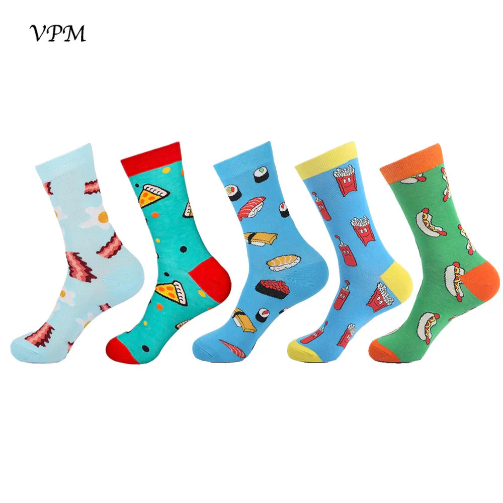 Men's Crew Socks Combed Cotton 5-Pack Harajuku Pattern Casual Socks Fall 2025 Breathable Antibacterial Comfort Gift - Image 20