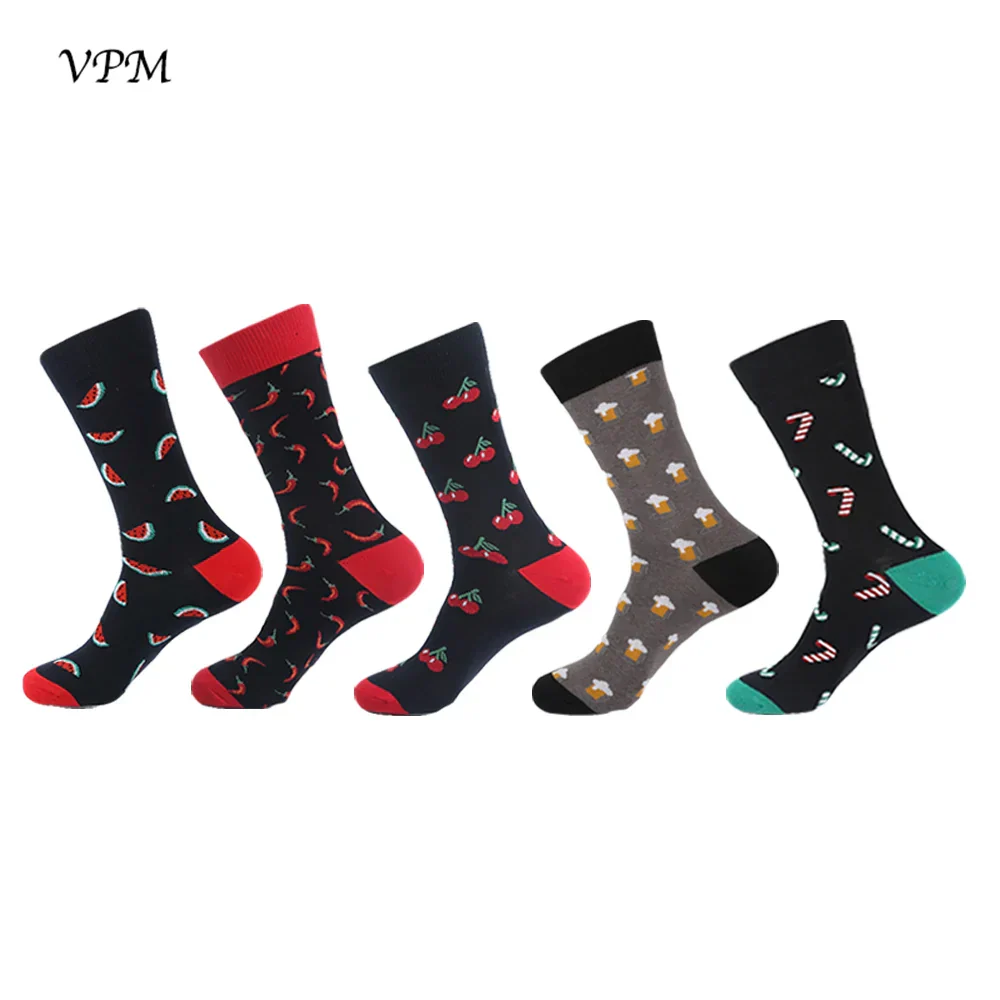Men's Crew Socks Combed Cotton 5-Pack Harajuku Pattern Casual Socks Fall 2025 Breathable Antibacterial Comfort Gift - Image 21