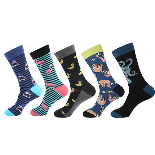 Men's Crew Socks Combed Cotton 5-Pack Harajuku Pattern Casual Socks Fall 2025 Breathable Antibacterial Comfort Gift - Image 7