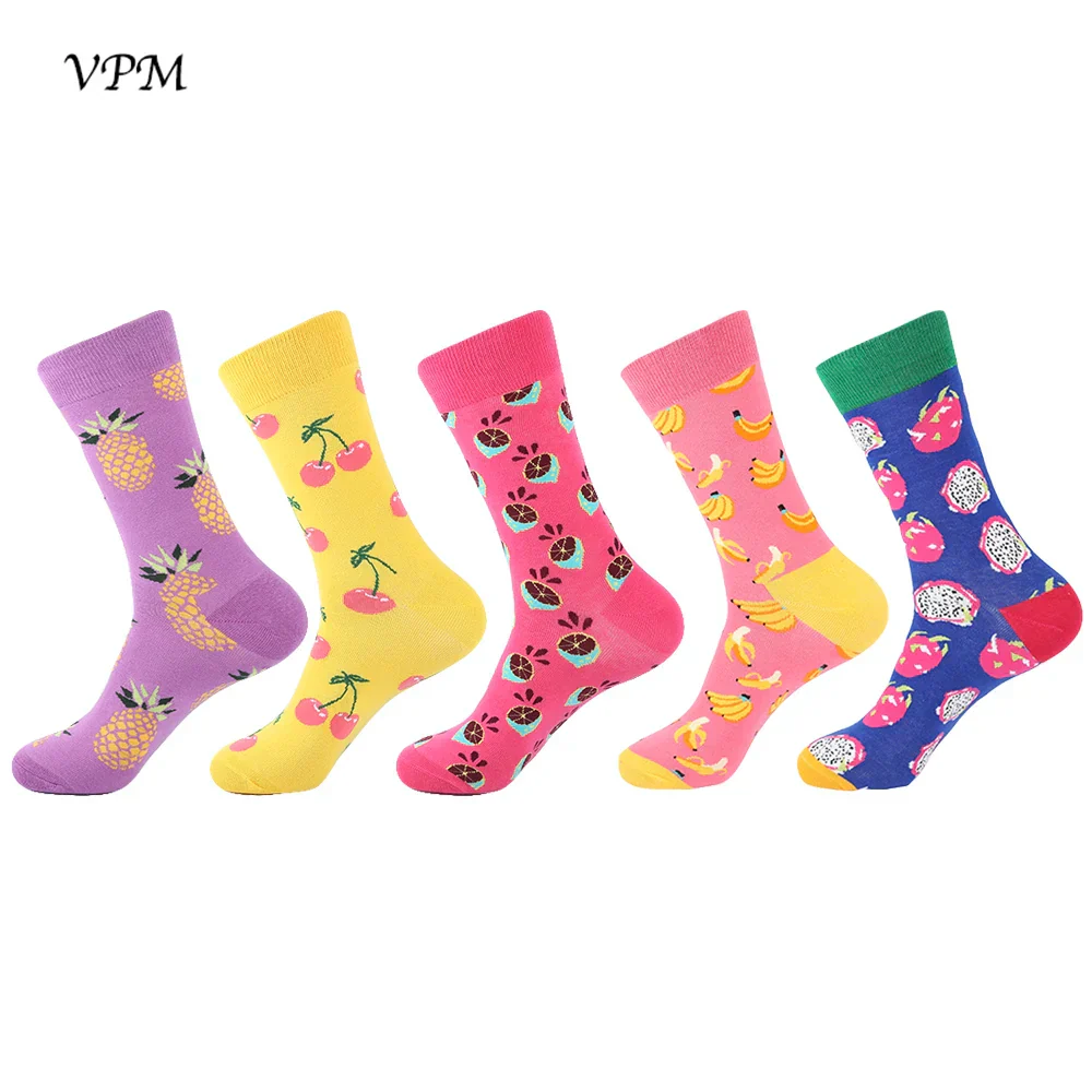 Men's Crew Socks Combed Cotton 5-Pack Harajuku Pattern Casual Socks Fall 2025 Breathable Antibacterial Comfort Gift - Image 8