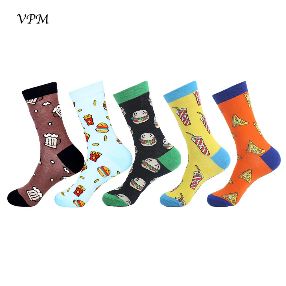 Men's Crew Socks Combed Cotton 5-Pack Harajuku Pattern Casual Socks Fall 2025 Breathable Antibacterial Comfort Gift - Image 9