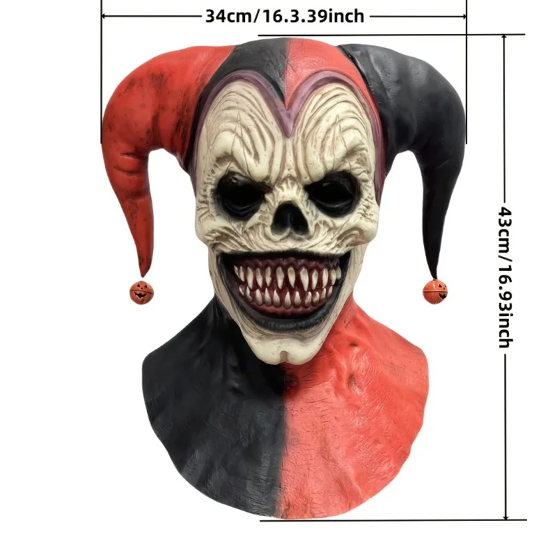 Clown Mask Latex Horned Skull Scary Halloween Cosplay - Image 2