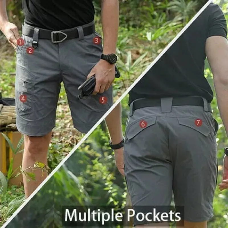 Men's Cargo Shorts with 7 Pockets, Lightweight Water-Repellent Fabric for Outdoor Adventures - Image 5