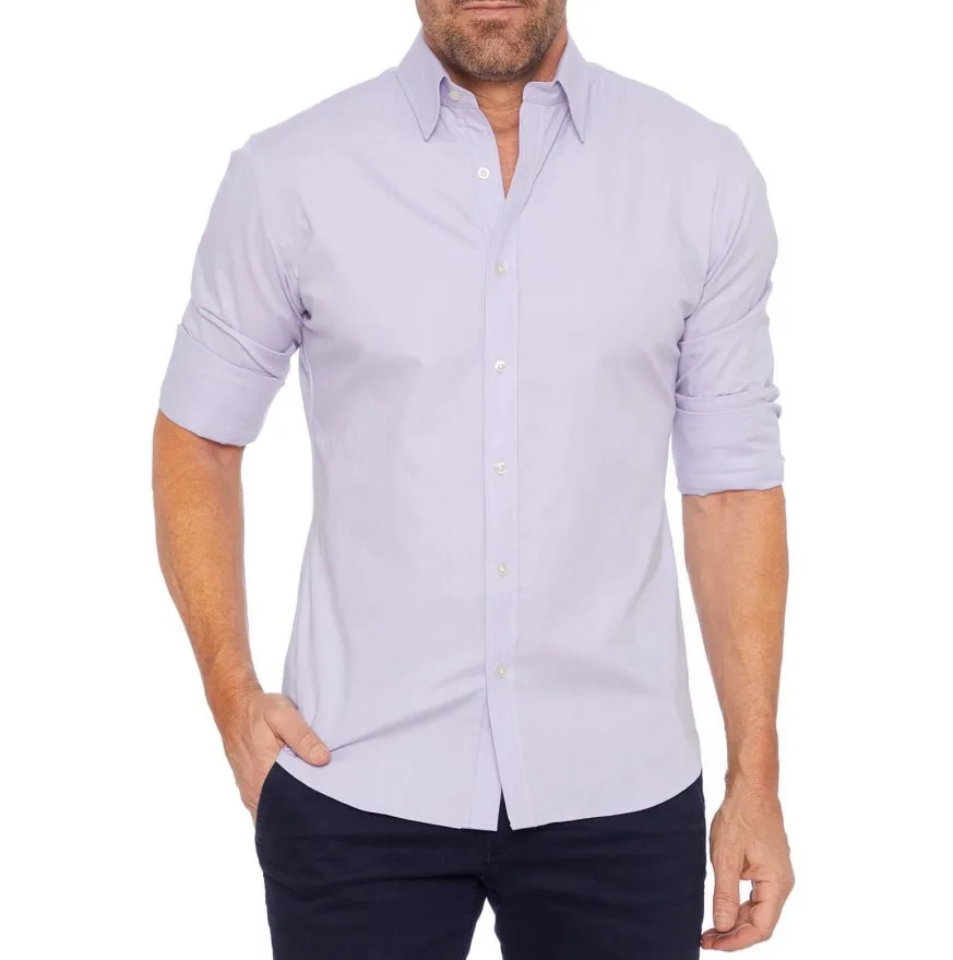 Men's Casual Oxford Zipper Shirt - Elastic Cotton Slim Fit for All Seasons - Image 3