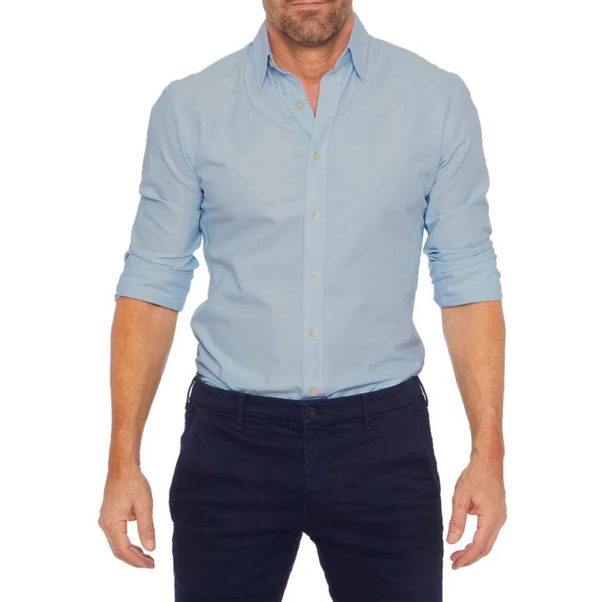 Men's Casual Oxford Zipper Shirt - Elastic Cotton Slim Fit for All Seasons - Image 4