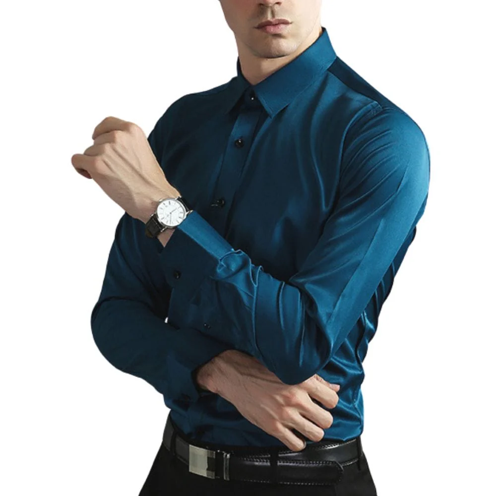 Men's Elastic Comfort Shirt, Wrinkle-Free, Breathable Fabric, Quick Drying, Regular Fit for All Occasions - Image 11