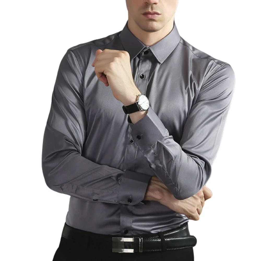 Men's Elastic Comfort Shirt, Wrinkle-Free, Breathable Fabric, Quick Drying, Regular Fit for All Occasions - Image 12
