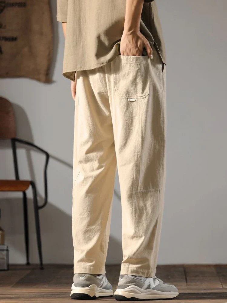 Men's Linen Cotton Pants with Adjustable Fit, Lightweight Breathable Fabric, Modern Design for Casual and Formal Wear - Image 6