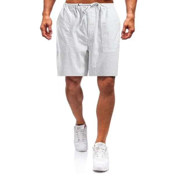 Men's Linen Shorts with Elastic Waistband, Pockets, and Loose Fit for Comfort and Style, Available in Sizes S-5XL - Image 2