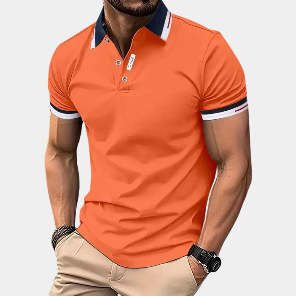 Men's Orange Polo Shirt, Comfortable Fit, Breathable Fabric for Casual Wear and Sports Events, Available in S-XL - Image 6