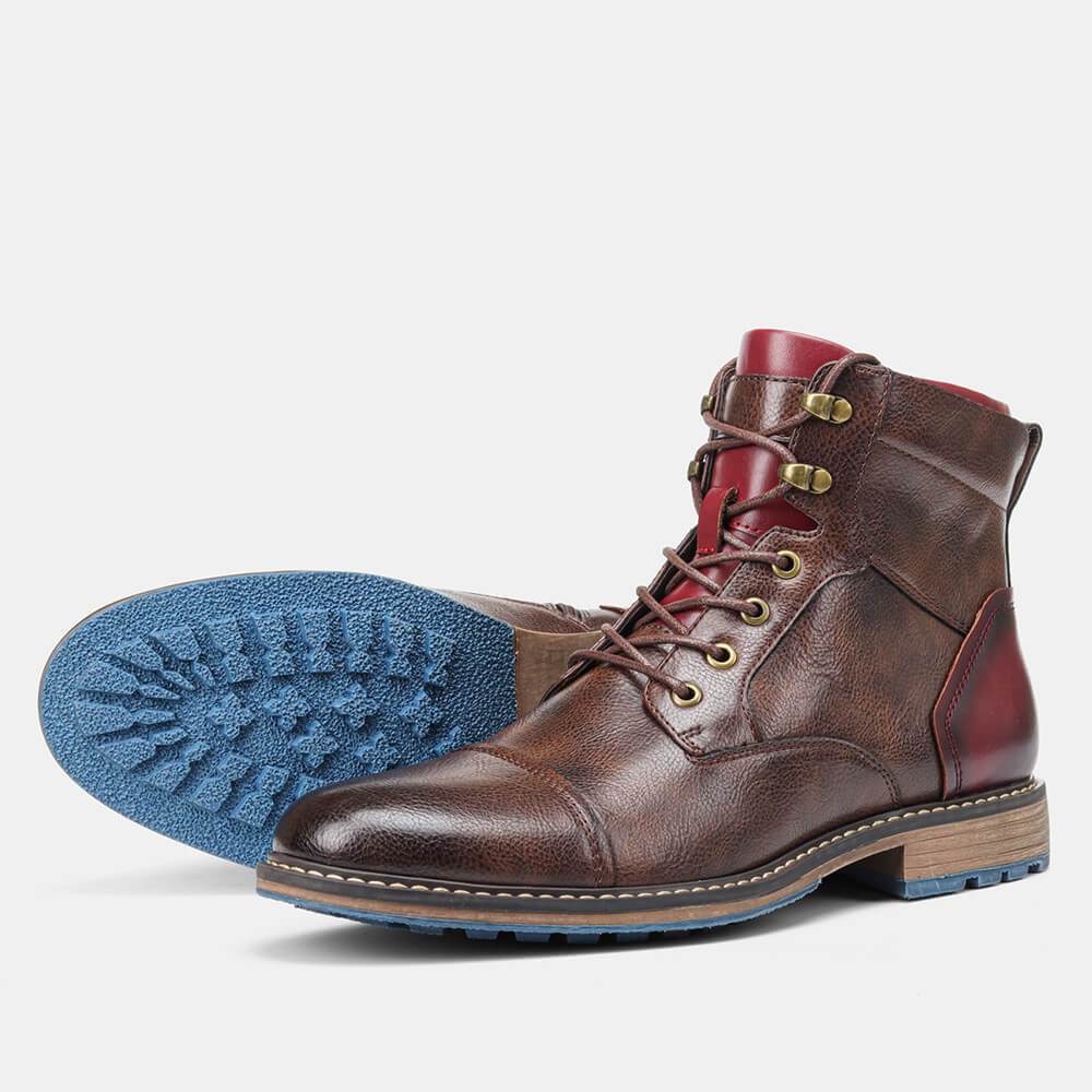 Men's Oxford Boots, Breathable Synthetic Leather, Anti-Slip Rubber Sole, Lace-Up with Inner Zipper, Comfortable PU Leather, Casual & Formal Use - Image 5
