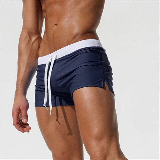 Men's Quick-Dry Swim Shorts with Adjustable Waistband and Side Pocket for Water Sports - Image 12