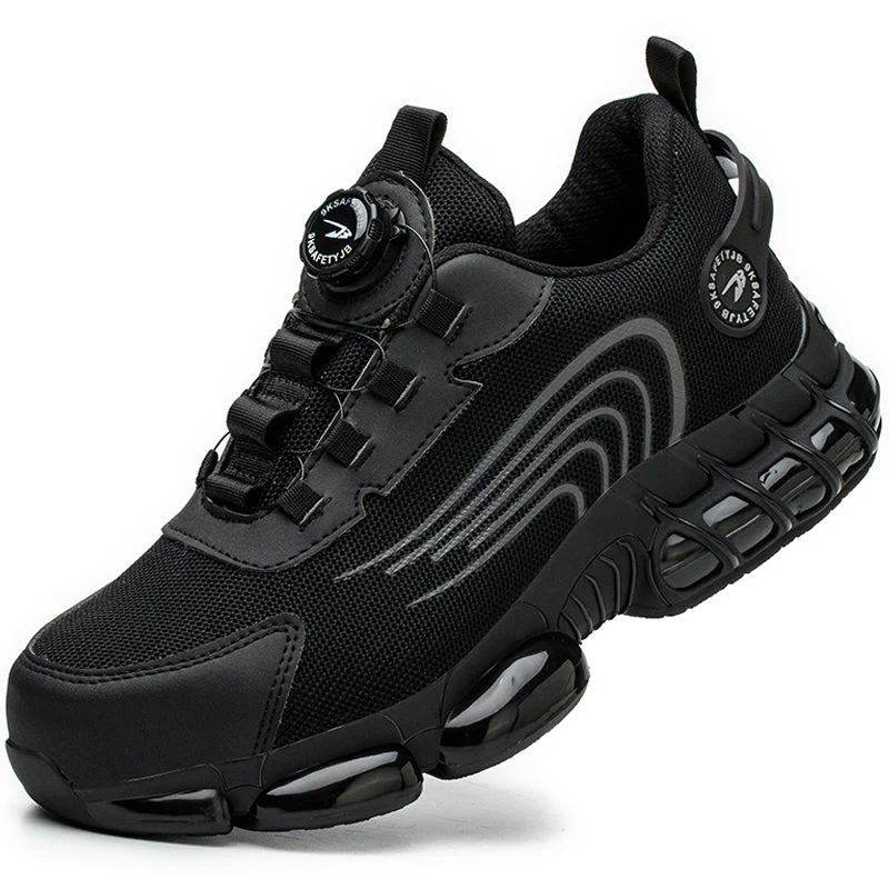 Men's Safety Shoes with Steel Toe, Non-Slip Work Shoes, Kevlar Midsole, Lightweight Breathable Design, Rotating Buckle for Stability - Image 4