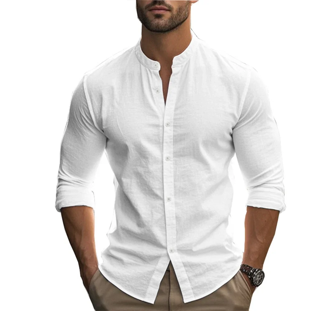 Men's Shirt, Lightweight Linen Cotton Blend, Adjustable Fit, Casual and Formal Style, Summer Elegance, Various Colors - Image 11