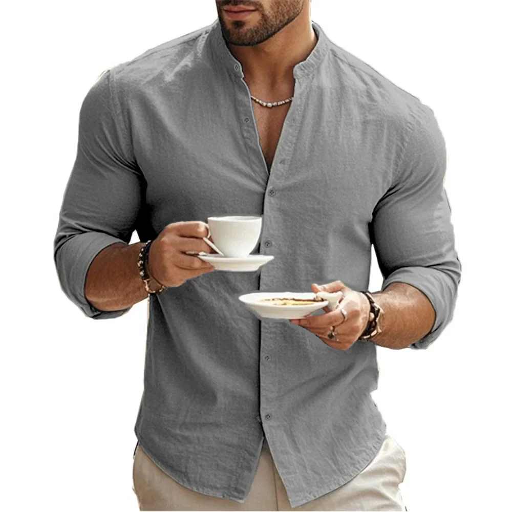 Men's Shirt, Lightweight Linen Cotton Blend, Adjustable Fit, Casual and Formal Style, Summer Elegance, Various Colors - Image 2