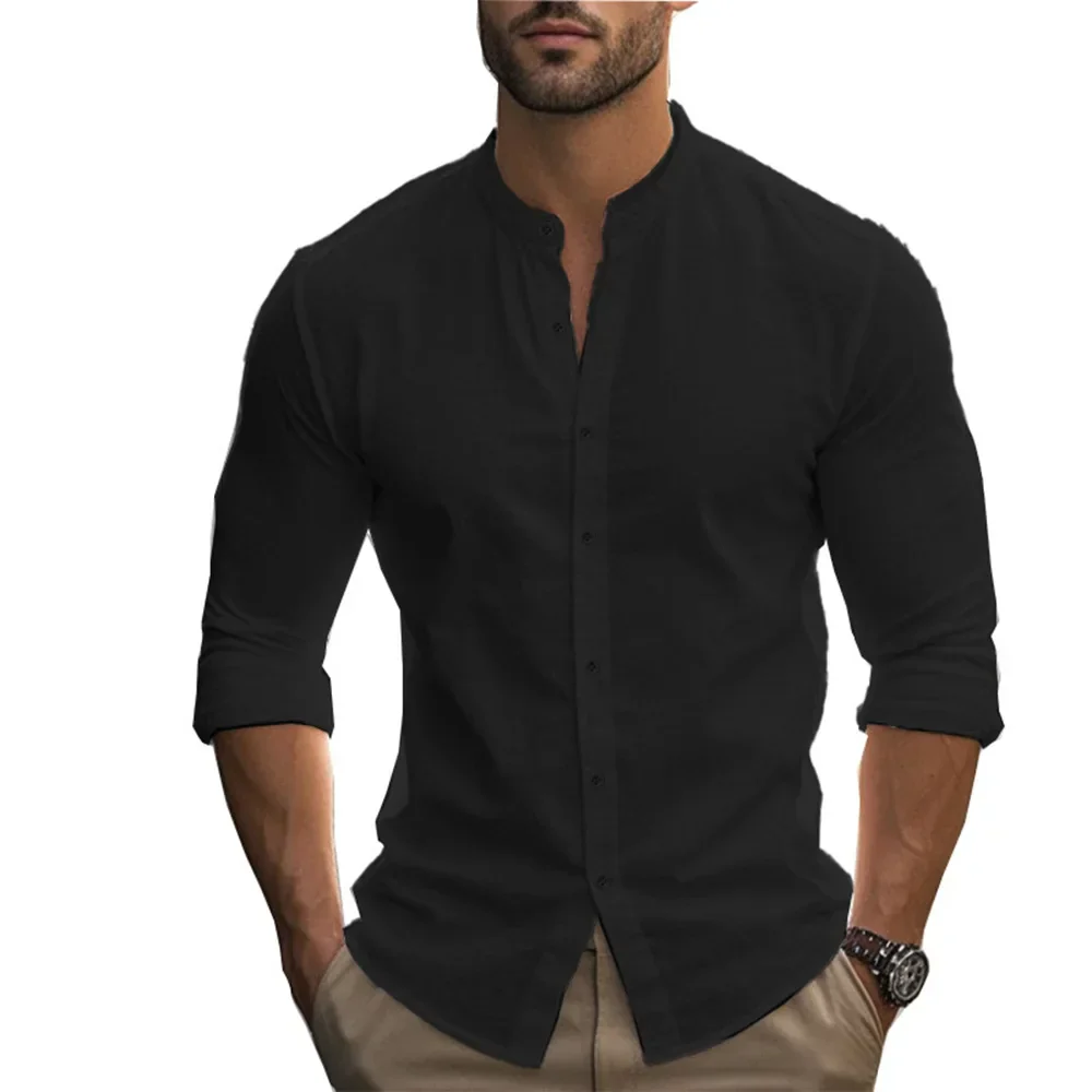 Men's Shirt, Lightweight Linen Cotton Blend, Adjustable Fit, Casual and Formal Style, Summer Elegance, Various Colors - Image 3