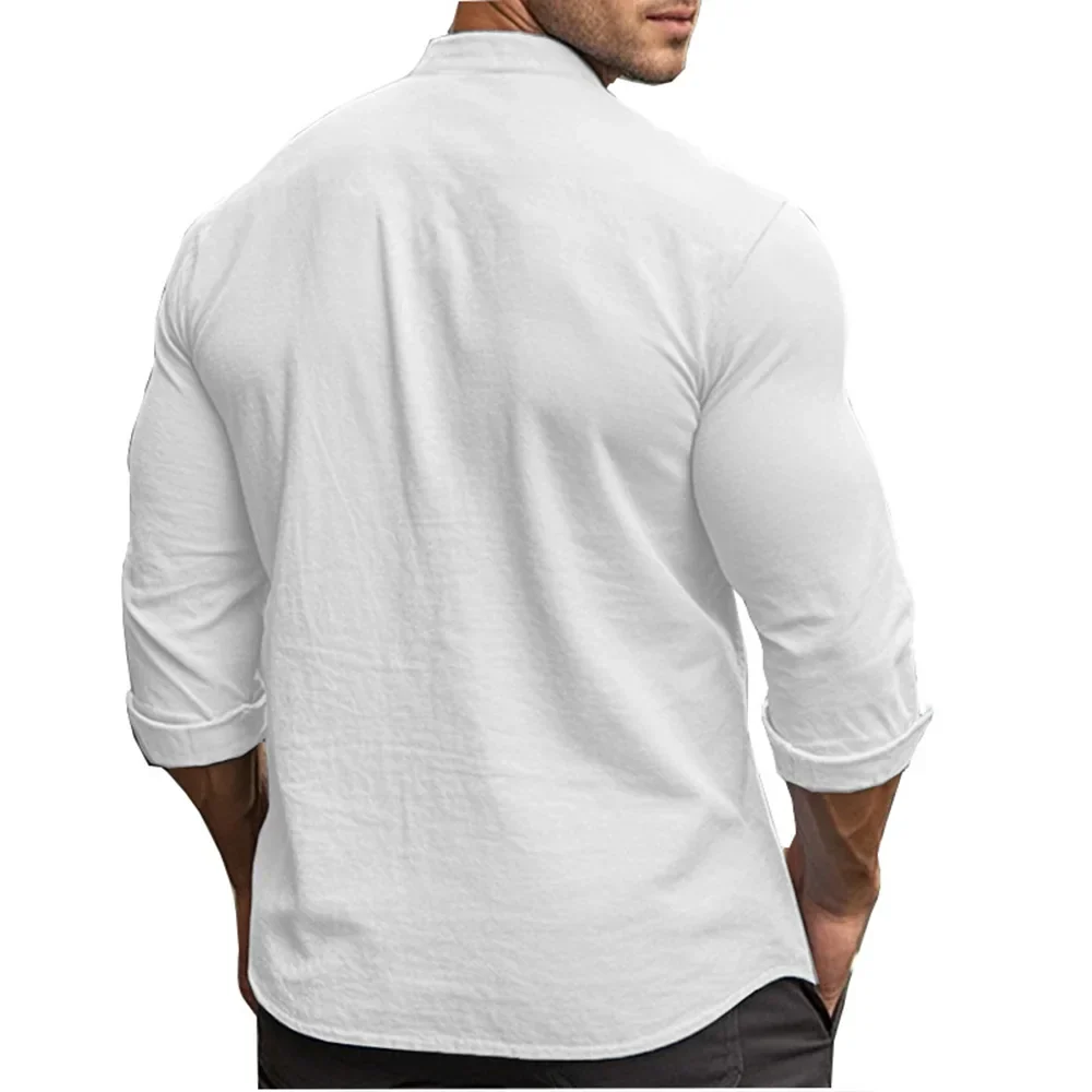 Men's Shirt, Lightweight Linen Cotton Blend, Adjustable Fit, Casual and Formal Style, Summer Elegance, Various Colors - Image 5