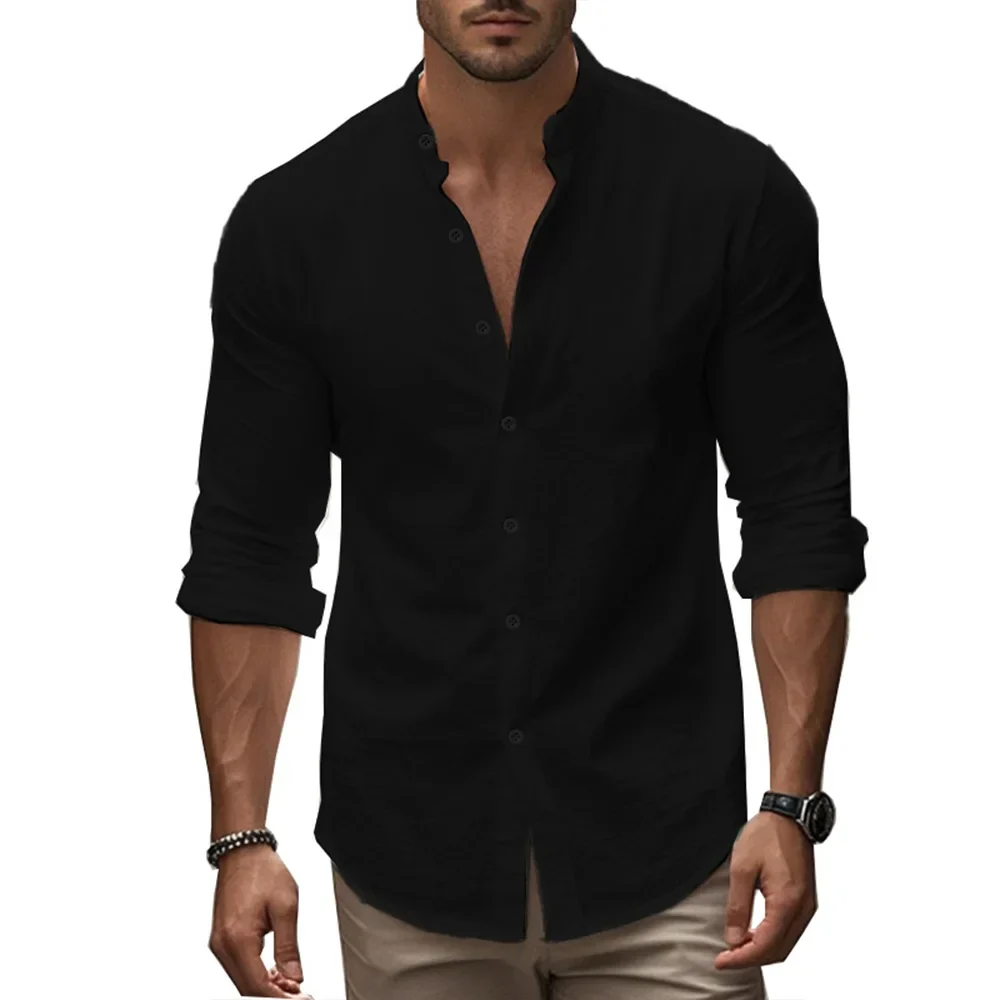 Men's Shirt, Lightweight Linen Cotton Blend, Adjustable Fit, Casual and Formal Style, Summer Elegance, Various Colors - Image 6