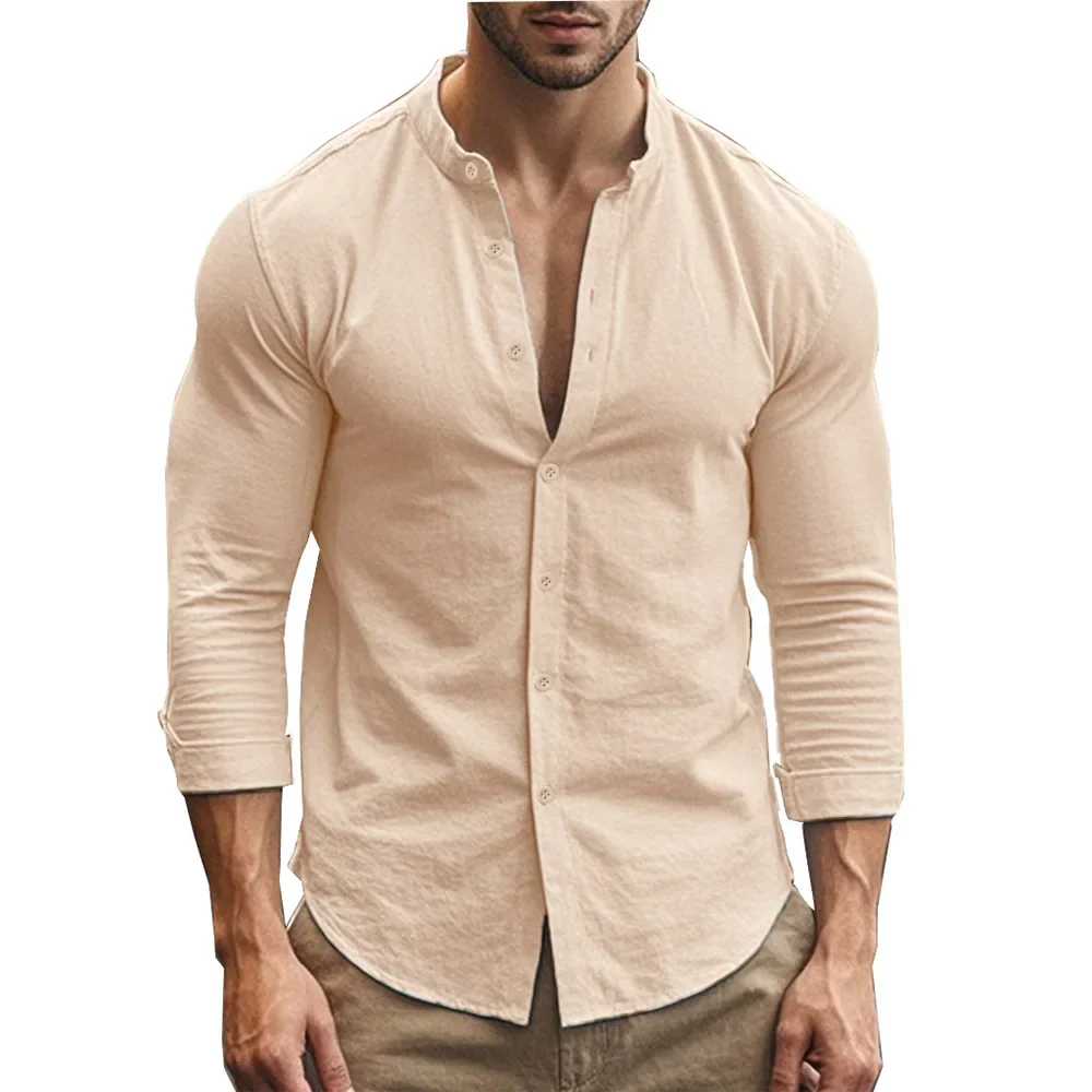 Men's Shirt, Lightweight Linen Cotton Blend, Adjustable Fit, Casual and Formal Style, Summer Elegance, Various Colors - Image 7