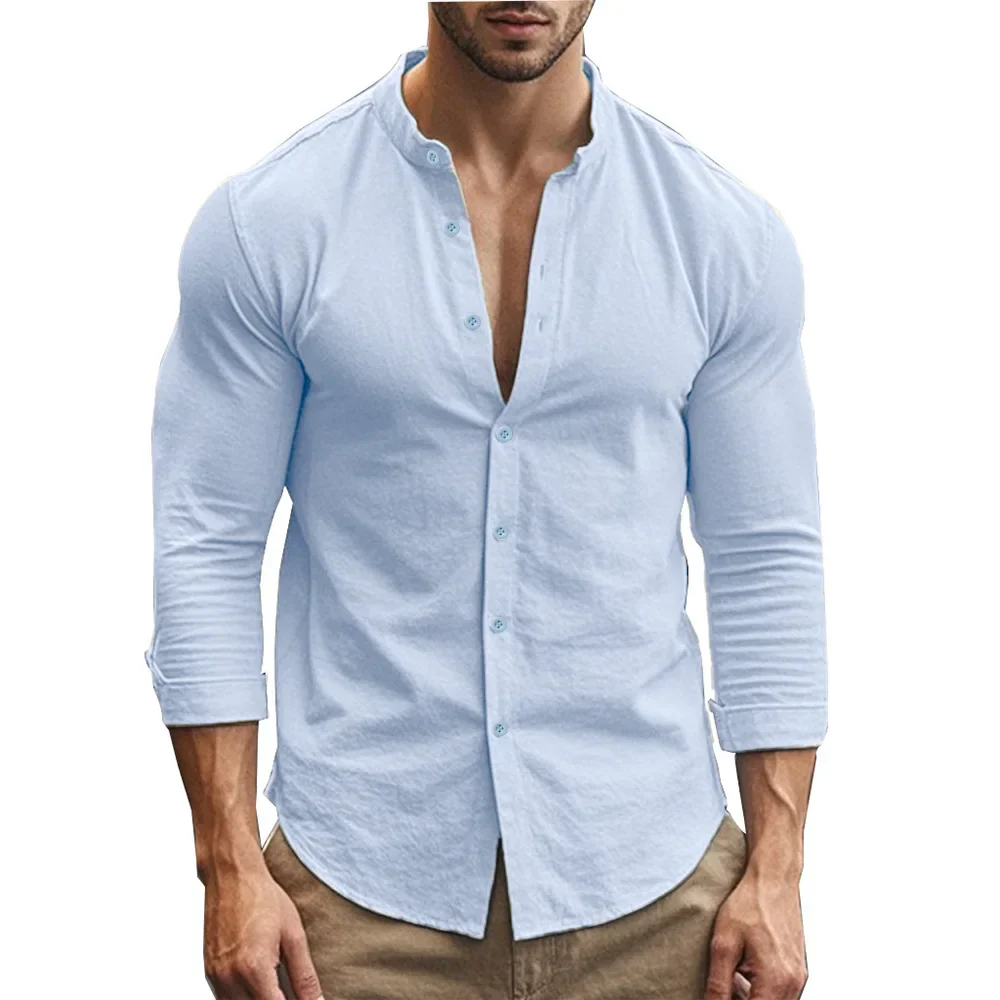 Men's Shirt, Lightweight Linen Cotton Blend, Adjustable Fit, Casual and Formal Style, Summer Elegance, Various Colors - Image 9