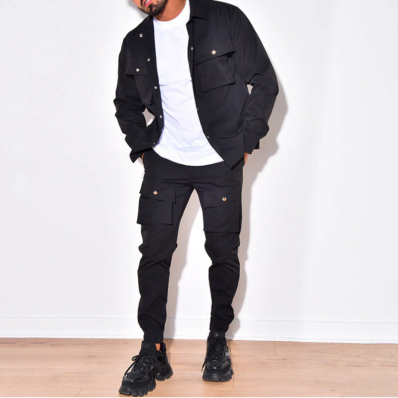 Men's Slim-Fit Cargo Pants and Jacket Set, Modern Design, High-Quality Fabric, Versatile for Casual and Semi-Formal Occasions - Image 11