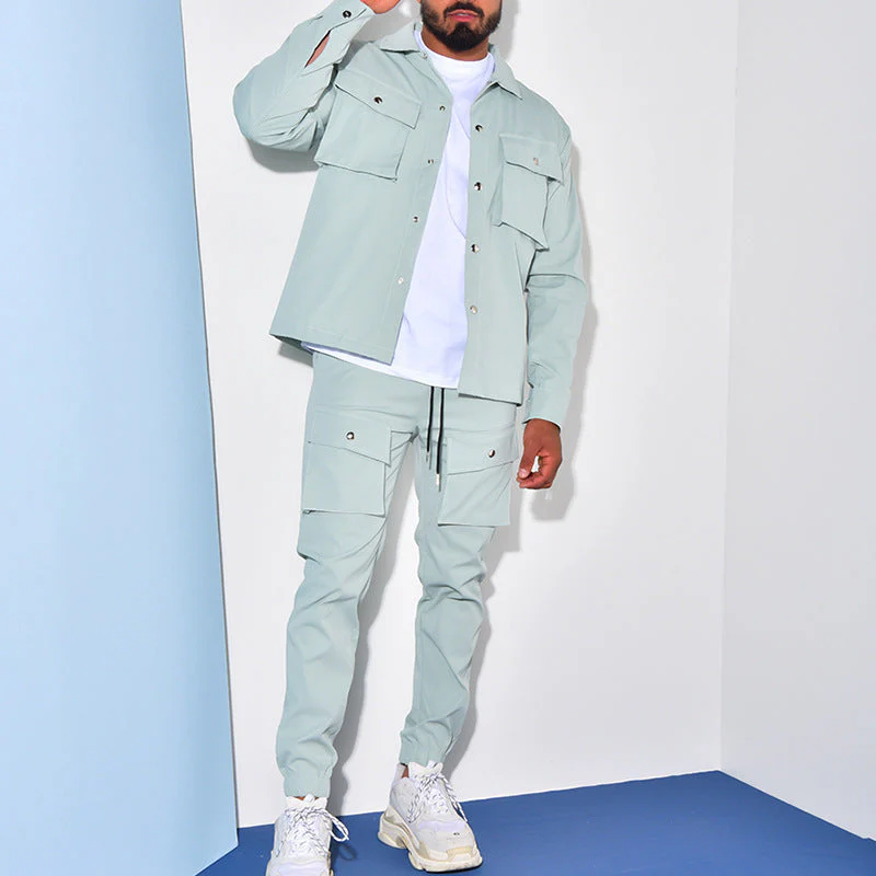 Men's Slim-Fit Cargo Pants and Jacket Set, Modern Design, High-Quality Fabric, Versatile for Casual and Semi-Formal Occasions - Image 3