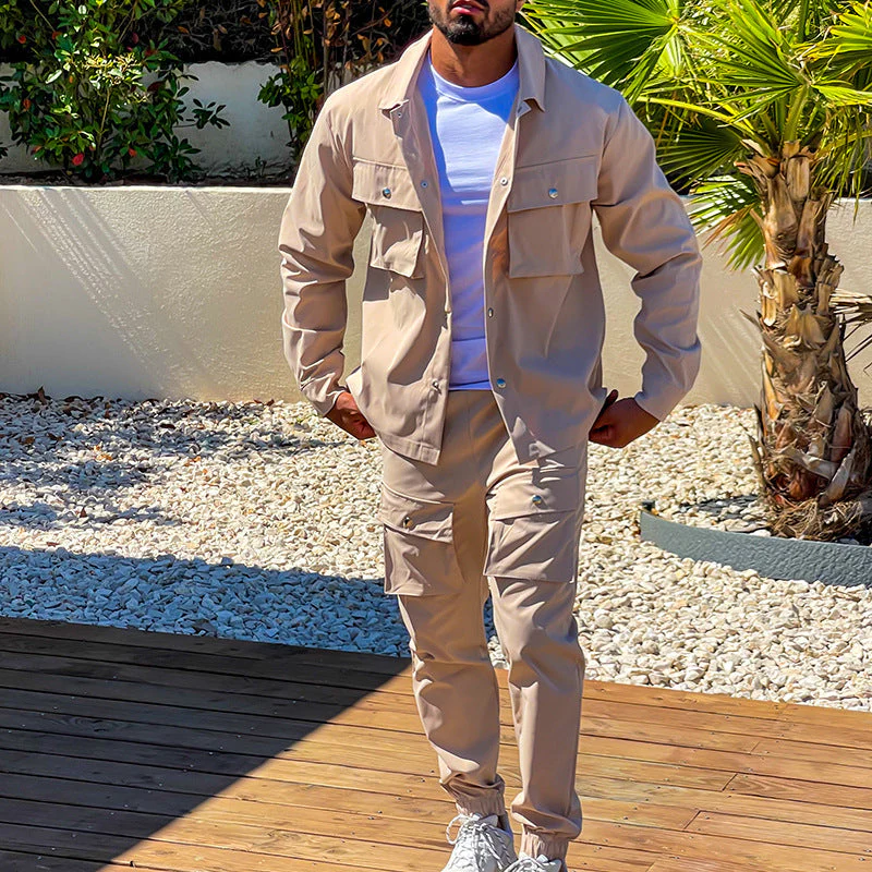 Men's Slim-Fit Cargo Pants and Jacket Set, Modern Design, High-Quality Fabric, Versatile for Casual and Semi-Formal Occasions - Image 7