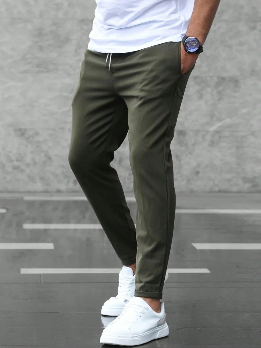 Men's Stretch Pants with Adjustable Elastic Waistband, Breathable Fabric, Relaxed Fit for Work and Casual Wear - Image 3