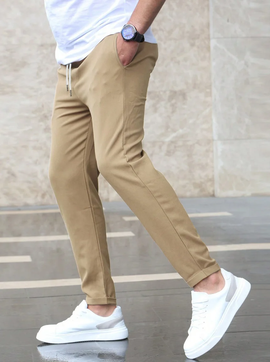 Men's Stretch Pants with Adjustable Elastic Waistband, Breathable Fabric, Relaxed Fit for Work and Casual Wear - Image 5