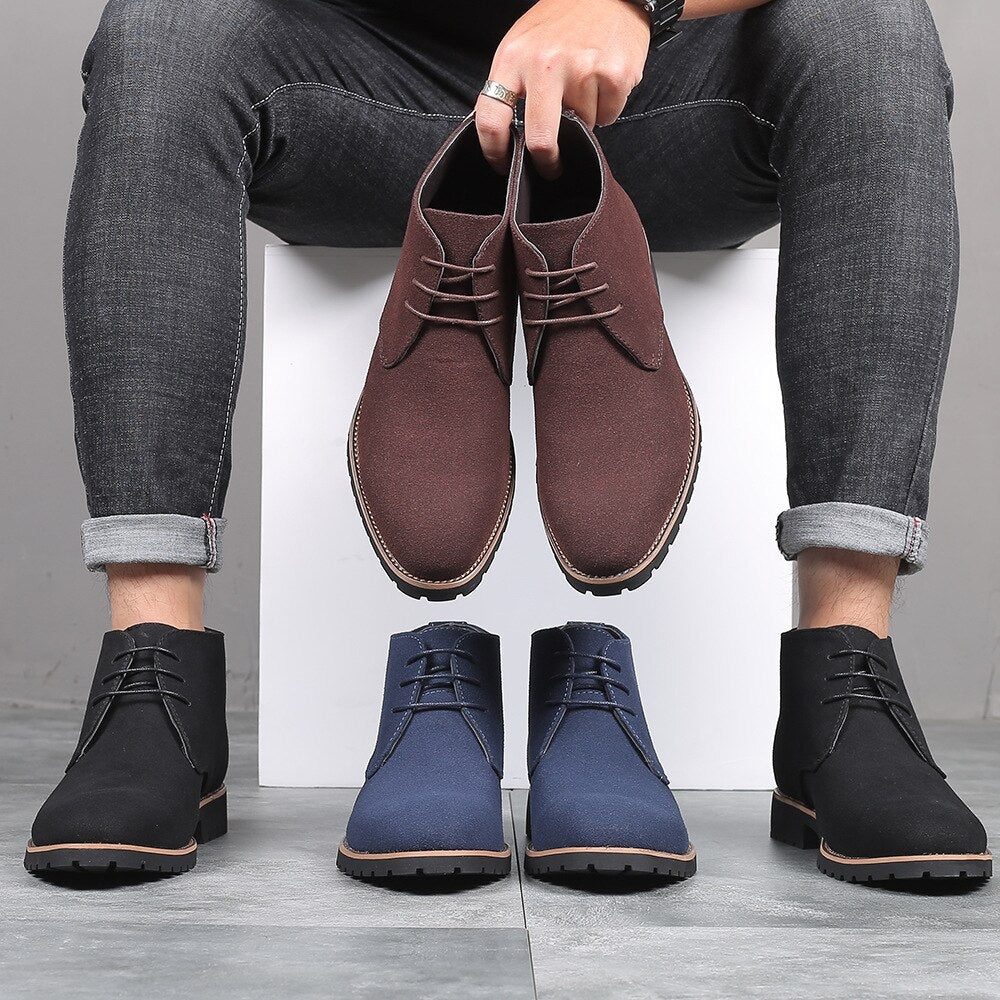 Men's Suede Ankle Boots, Comfortable Slip-On Short Boots for Casual Spring Wear, Versatile and Stylish Design - Image 2