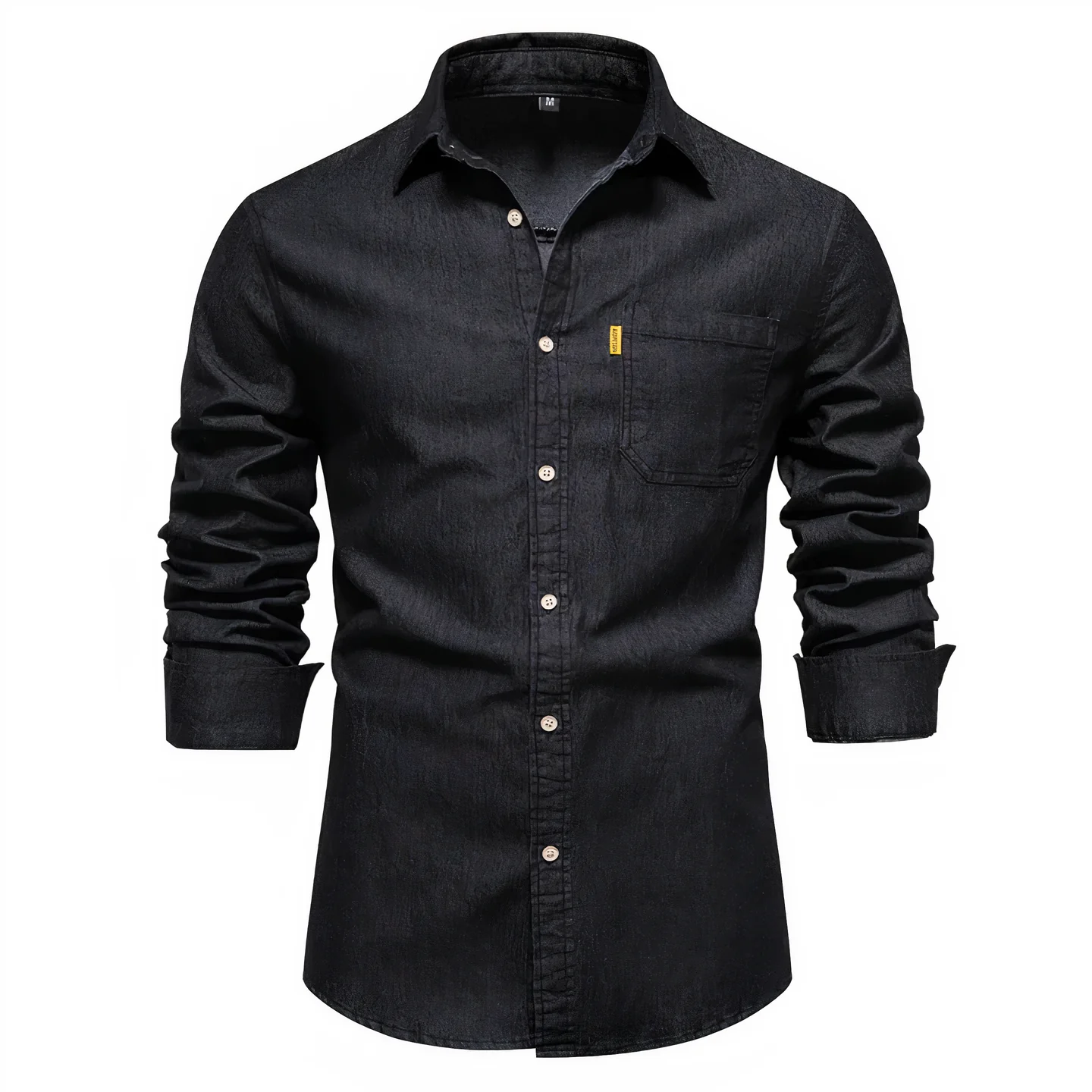 Men's Tailored Fit Denim Shirt in Luxurious Cotton, Long Sleeves, Versatile for Casual and Formal Wear - Image 5