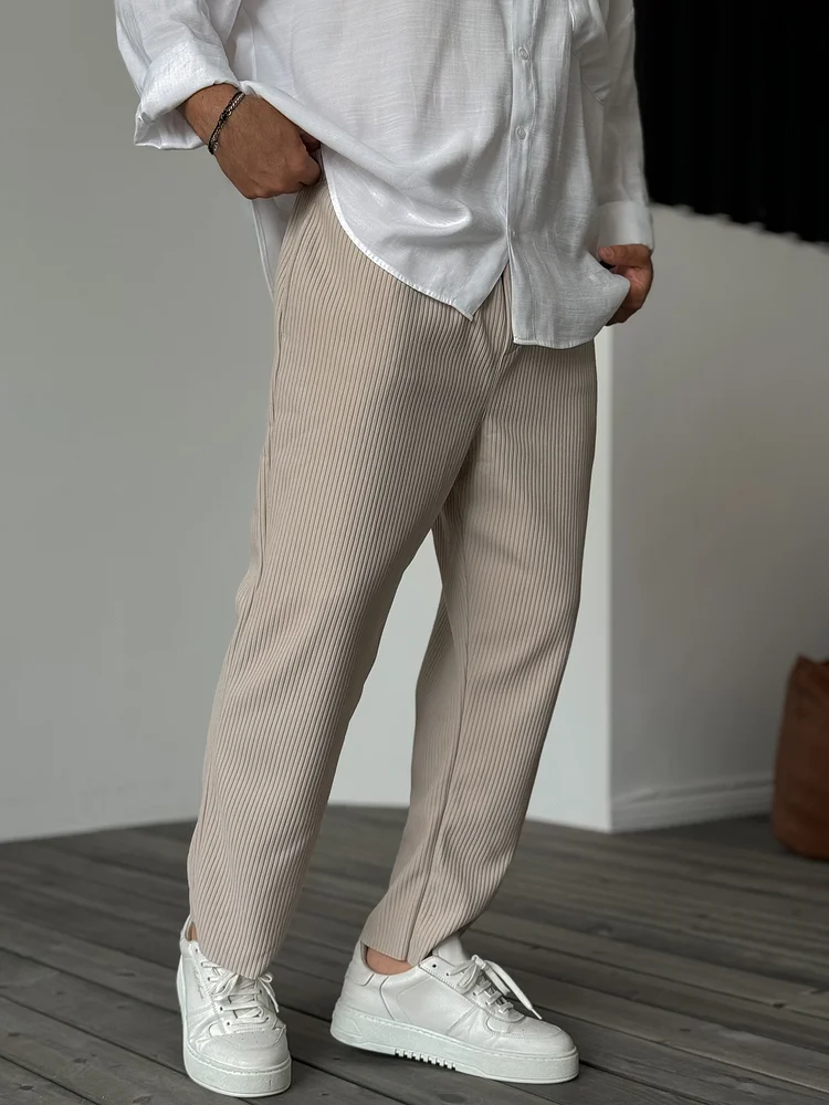 Men's Trousers - Soft Luxury Tailored Pants for Everyday Wear, Premium Fabric, Tailored Fit, Classic Style - Image 4