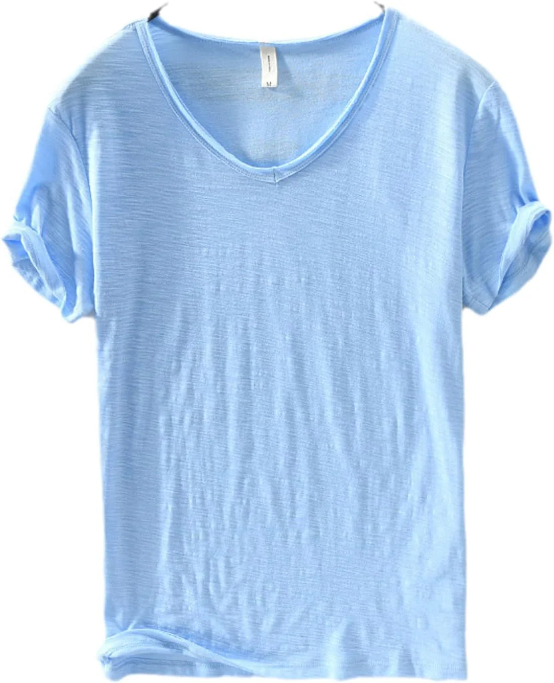 Men's V-Neck Linen Cotton Shirt, Lightweight Short Sleeve Slim-Fit Casual Top for Summer - Image 13