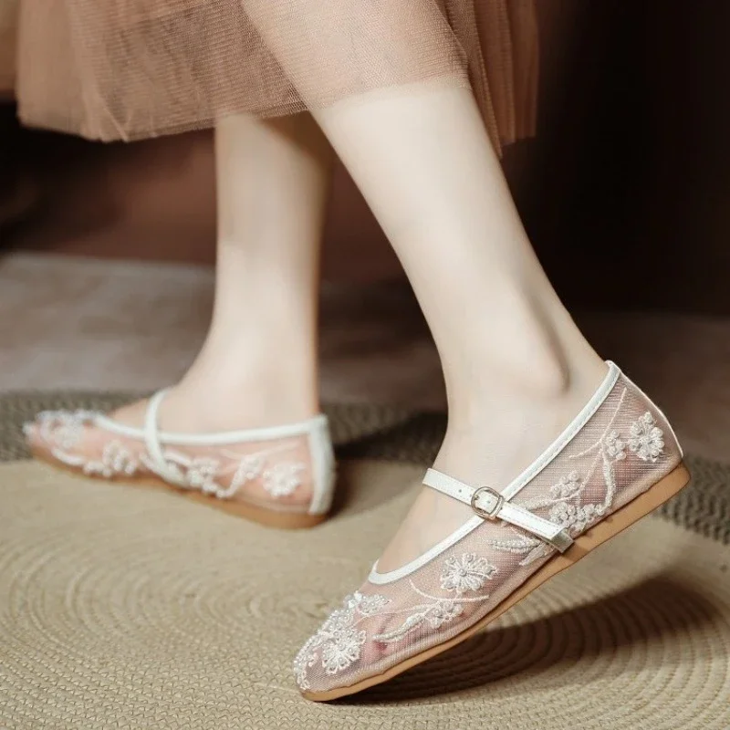 Lightweight Women’s Ballet Flats - Mary Jane Mesh, Beaded - Image 10