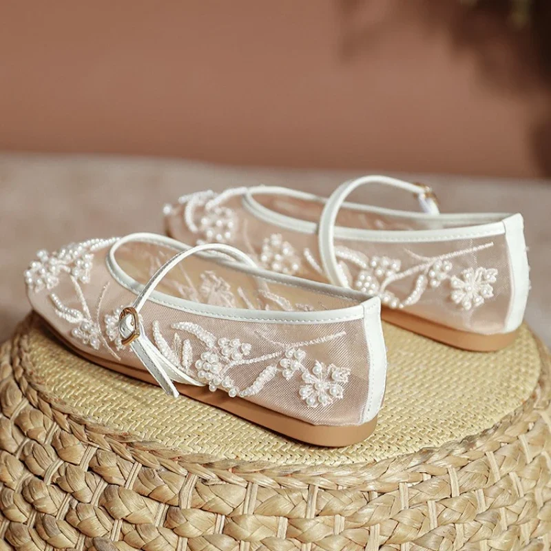 Lightweight Women’s Ballet Flats - Mary Jane Mesh, Beaded - Image 6