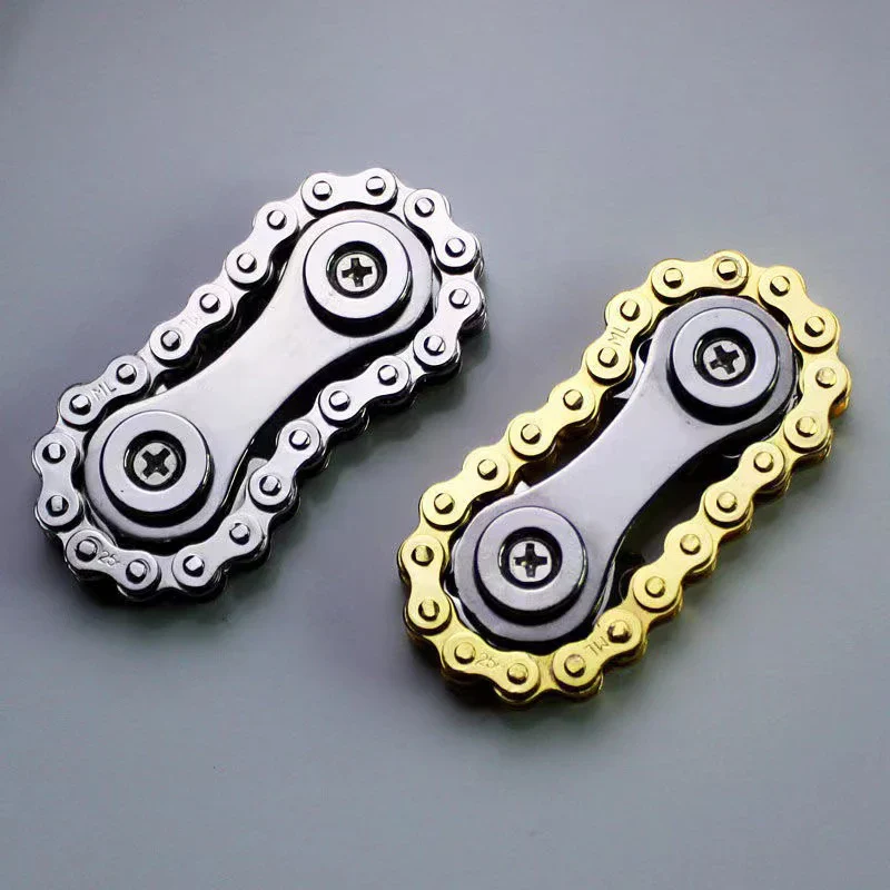 Metal Bike Chains Fidget Spinner - Antistress Toy for Adults and Kids, Unique Flywheel Design, Anxiety Relief Spinner