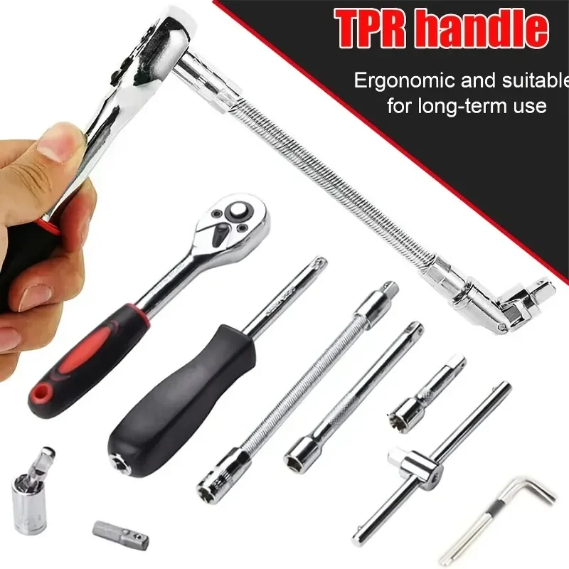 Metric Socket Wrench Set - Home Tools Car Mechanic Kit with Ratchet and Adapters - Image 4