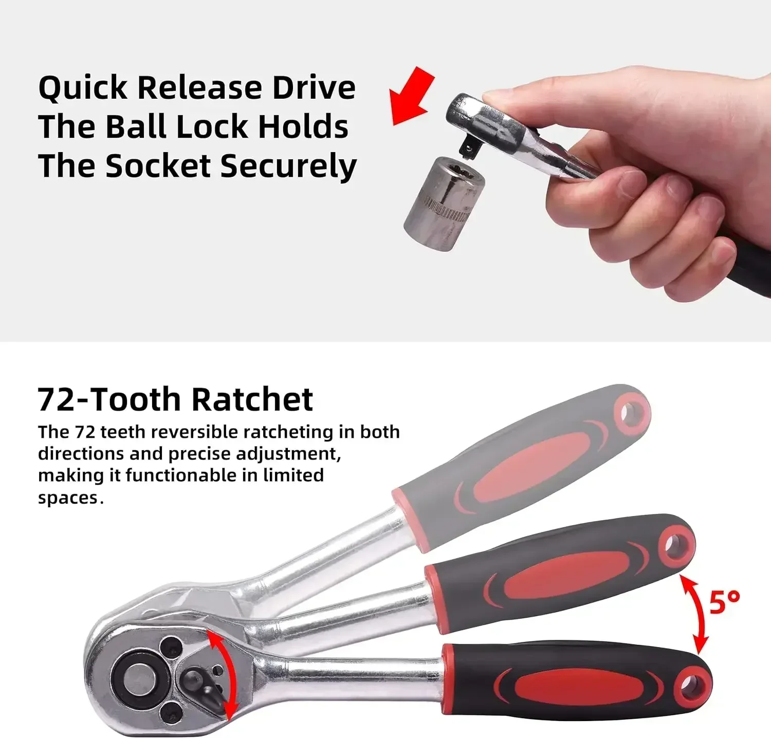 Metric Socket Wrench Set - Home Tools Car Mechanic Kit with Ratchet and Adapters - Image 5