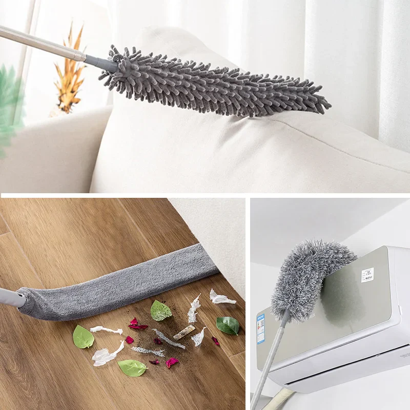 Microfiber Cleaning Tool Set - 4PCS Long Handle Duster & Brushes for Household Cleaning - Image 3