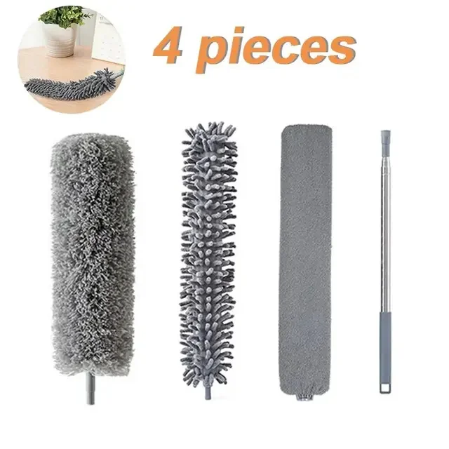 Microfiber Cleaning Tool Set - 4PCS Long Handle Duster & Brushes for Household Cleaning - Image 6