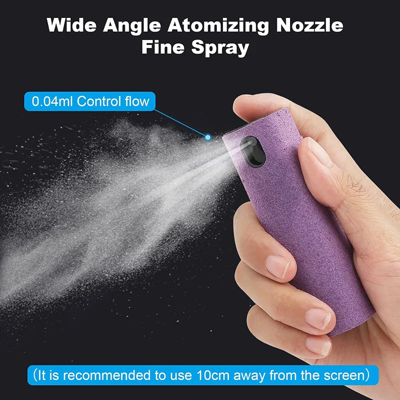Microfiber Screen Cleaner Spray Set with Cloth & Brush for Smartphones, Tablets, Laptops - Image 3